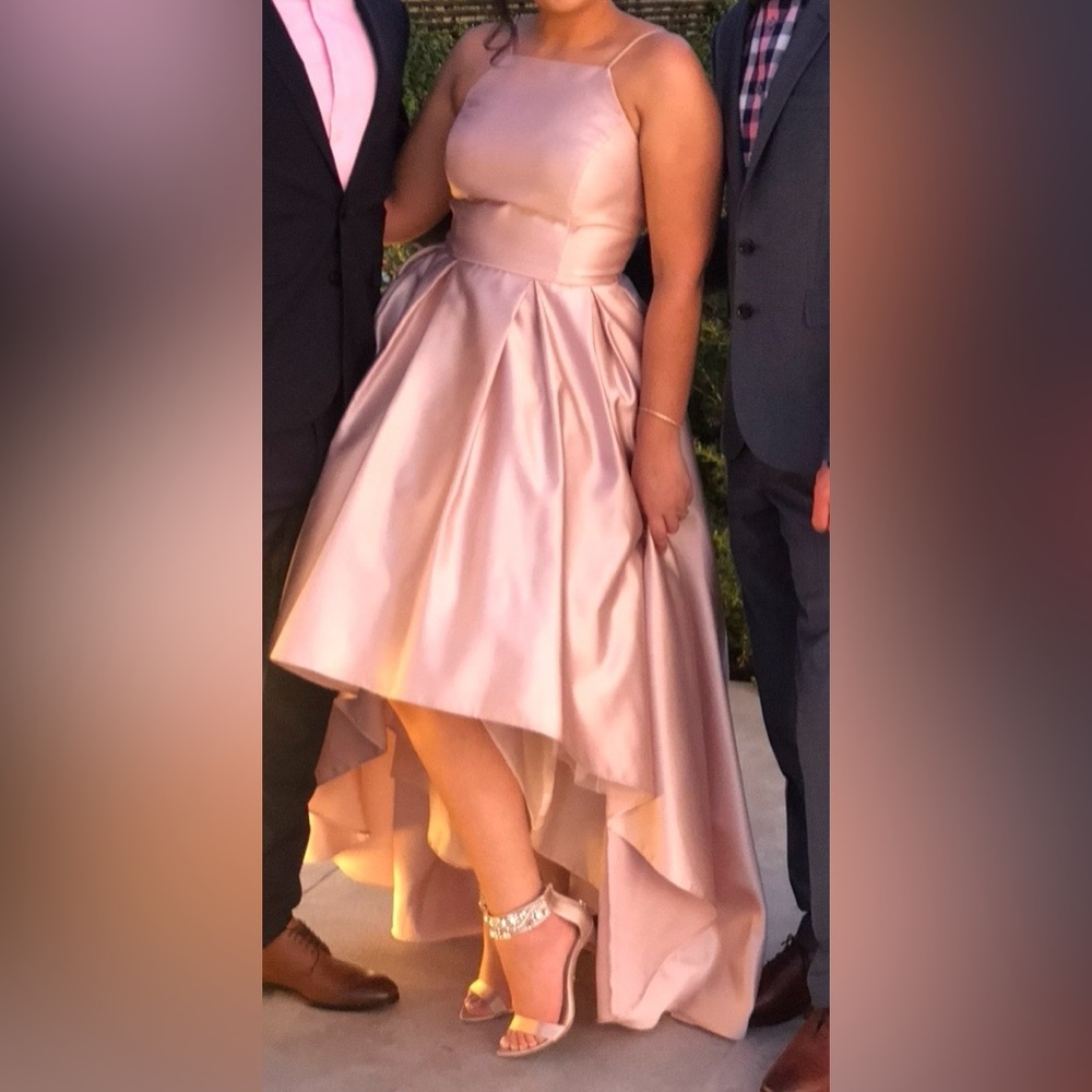 Pink Satin High-Low Dress